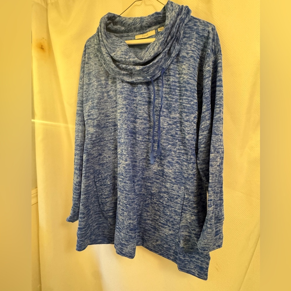 Sejour Heathered Blue Cowl Neck Sweater